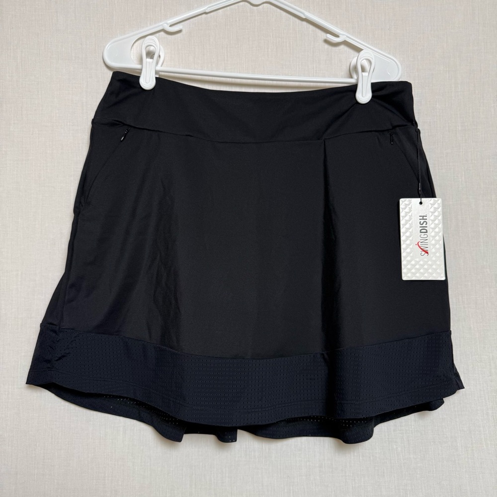 SwingDish Marble Opal Black Golf Skort Womens Large Athletic Skirt Skort NWT - Picture 2 of 12